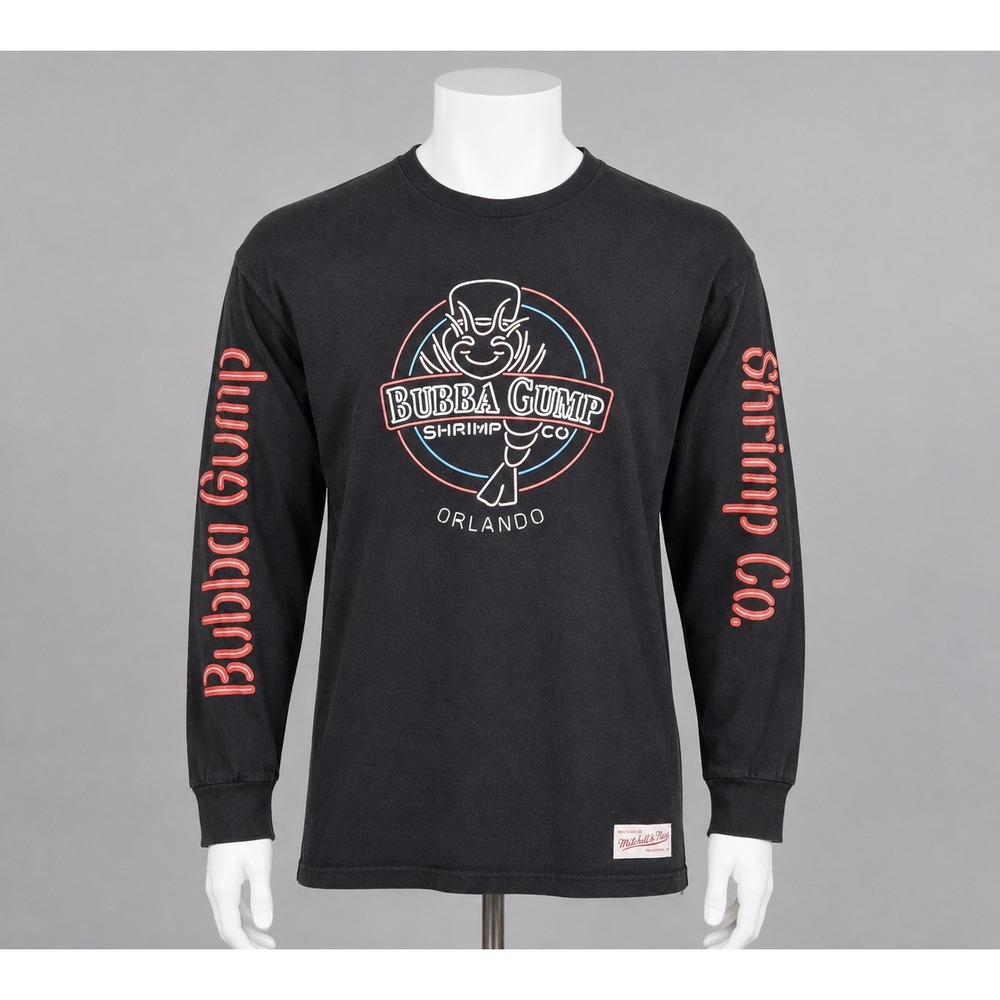 Mitchell & Ness Bubba Gump Shrimp Co Mens XL Black Excellent Long Sleeve Graphic